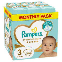 PAMPERS 9% ДДС Premium Care Размер 3, пелени, MSB, 200бр.