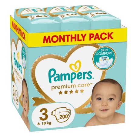 PAMPERS 9% ДДС Premium Care Размер 3, пелени, MSB, 200бр.