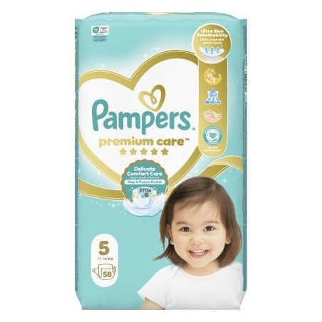 PAMPERS 9% ДДС Premium Care Размер 5, пелени, JP, 56 бр.