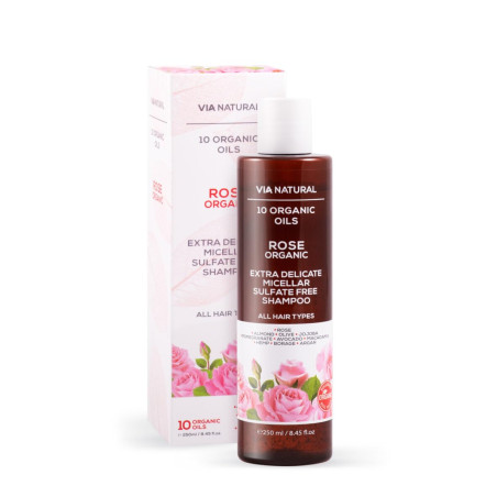 Органик нежен безсулфатен шампоан Роза VIA NATURAL 250 ml