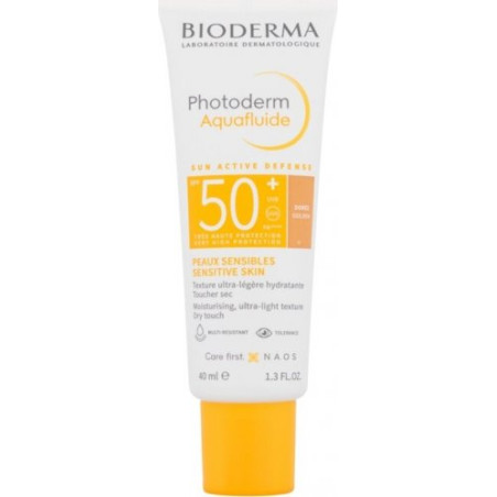 Bioderma Photoderm Aquafluid Слънцезащитен флуид за чувствителна кожа SPF50+ тъмен цвят 40 мл