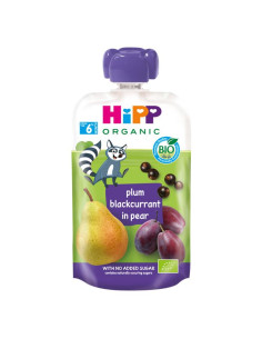 HIPP 8526 HiPPiS БИО Слива, касис, круша , плодова закуска, пауч, 100 гр