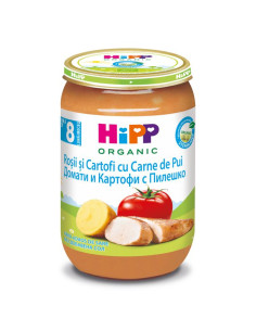 HIPP пюре домати, картофи, пилешко 6510, пюре, 220 гр