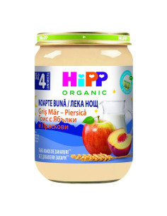 HIPP Млечна "Лека нощ" грис, ябълки, праскови 5509, каша, 190 гр