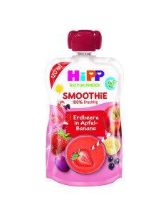 HIPP 84000 HiPPiS БИО Ябълка, Банан, Червени плодове, смути, пауч, 120 гр