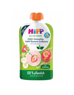 HIPP 84006 HiPPiS БИО Ягода, Банан, Ябълка и Овес, смути, пауч, 120 мл