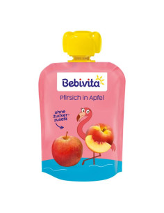 BEBIVITA 19057 Праскова и Ябълка, плодова закуска, пауч, 90 гр