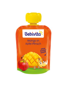 BEBIVITA 19062 Ябълка, Праскова и Манго, плодова закуска, пауч, 90 гр