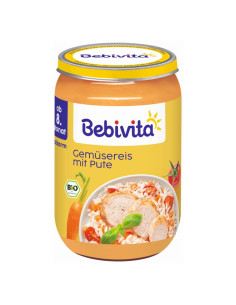 BEBIVITA 15609 БИО Ориз със Зеленчуци и Пуешко, пюре, 220 гр