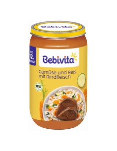 BEBIVITA 16210 БИО Зеленчуци с Ориз и Телешко, пюре, 250 гр