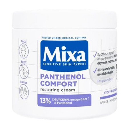 Mixa Panthenol Comfort регенериращ крем за тяло за суха към атопична кожа 400 мл