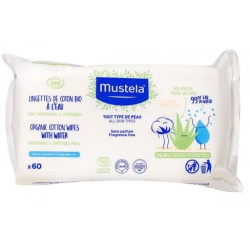 Mustela Почистващи кърпи за лице и тяло с органичен памук х60 бр