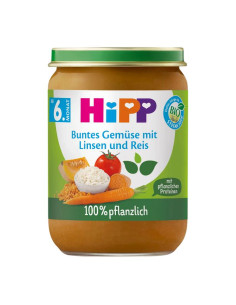 HIPP 9- ДДС 60501 БИО Зеленчуци с ориз и леща, пюре, 190 гр
