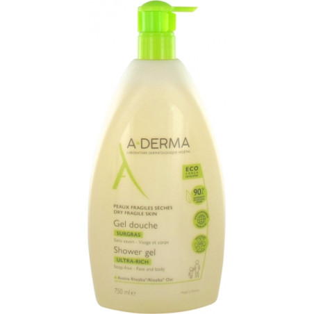 A-Derma Свръхобогатен душ гел с овес за лице и тяло х750 мл