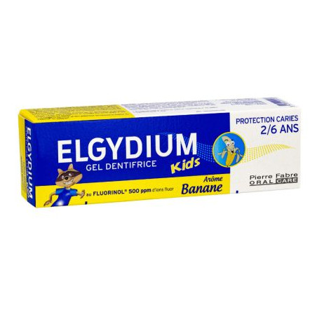Elgydium Kids Гелообразна паста за зъби за защита от кариес 2-6 години банан x50 мл