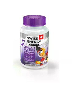 SWISS ENERGY Детски Мултивитамини с Омега-3 + ПОДАРЪК ЧАСОВНИК, хранителна добавка, 60 дъвчащи таблетки