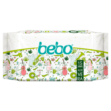 Бебешки мокри кърпи БЕБО с екстракт от Алое Вера 15 бр.