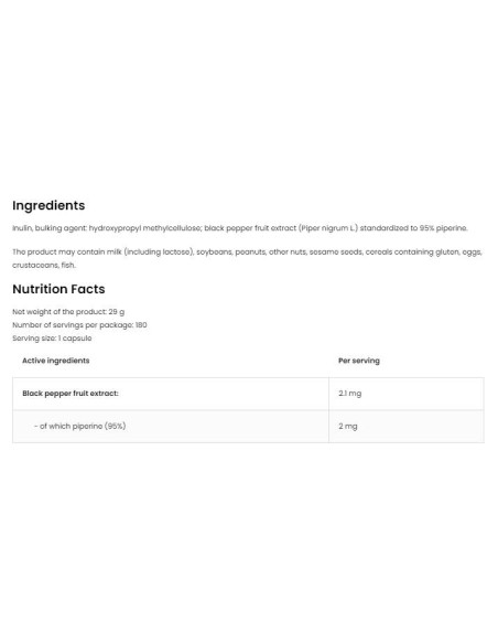 Piperine 95 Vege | 2 mg