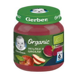 Пюре Nestle Gerber Organic - Ябълки и цвекло, 6 м+, 125 g
