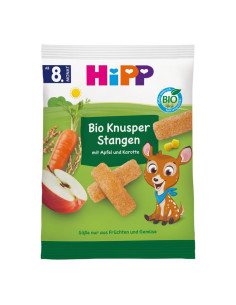 HIPP 30950 БИО Пръчици, зърнен снакс, с Ябълка и Морков, 30 гр