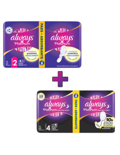 ALWAYS Платинум Супер Дуо + Платинум Найт Дуо, дамски превръзки, 14 бр. + 10 бр.