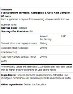 Full Spectrum Turmeric, Astragalus -amp, Gotu Kola Complex 2