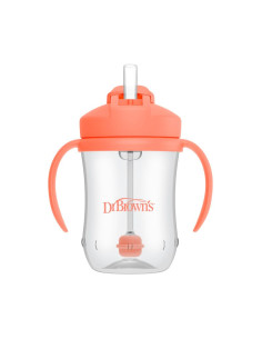 Чаша с гъвкава сламка с тежест Dr.Browns Milestones Baby’s First Straw Cup 270 мл.