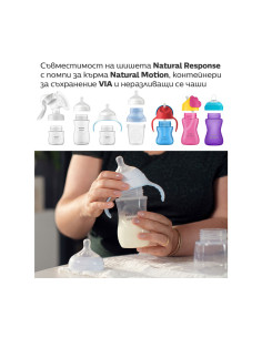Тренировъчно шише с биберон 6м+ за преход към чаша Philips-Avent Natural Response 3.0, 150мл 2