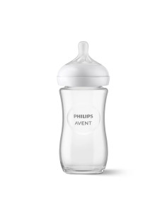 Стъклено шише с биберон без протичане 1м+ Philips-Avent Natural Response 3.0, 240мл