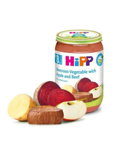 БИО пюре Hipp Телешко с цвекло, зеленчуци и ябълка 220гр.