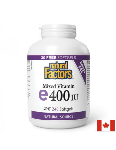 Витамин Е 400 IU (токофероли микс) Антиоксидантна защита 240 софтгел капсули