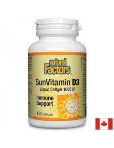 SunVitamin D3 1000 IU Витамин D3 1000 IU 180 софтгел капсули