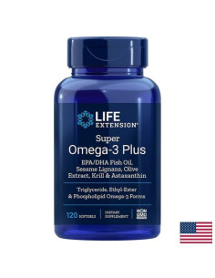 Super Omega-3 Plus Омега-3 от рибено масло, Крил, Астаксантин, Лигнан от сусам и Маслина 120 софтгел капсули