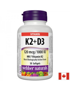 Vitamin K2 + D3 / Витамин К2 120 µg + D3 1000 IU, 30 софтгел капсули