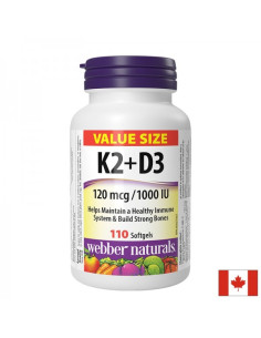 В подкрепа на костите и зъбите Витамин K2 120 µg + D3 1000 IU 25 µg 110 софтгел капсули/ 110 дози