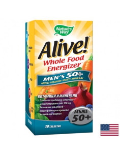 Мултивитамини за мъже 50+ Алайв Alive! Whole Food Energizer Men’s 50+ 30 таблетки