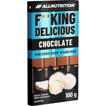 Allnutrition F**King Delicious Chocolate - Milky Chocolate with Coconut - Диетичен Шоколад | 100g
