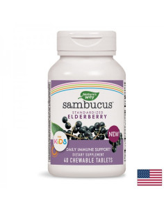 Самбукус за деца с черен бъз, цинк, витамини А, С - В6 Sambucus for Kids Chewable 40 дъвчащи таблетки