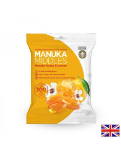Вкусни бонбони за смучене с мед от манука, цинк и лимон Manuka Middles Honey - Lemon MGO 300