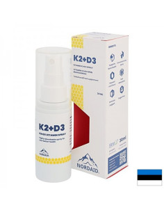 Витамини К2 (20 µg) + D3 (800 IU) Здраве за сърцето и костите, силен имунитет Спрей за уста, 30 ml, 200 впръсквания