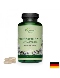 Teufelskralle Plus Mit Harpagosid Билкова формула с дяволски нокът, бяла върба и джинджифил 120 капсули, 100- Vegan