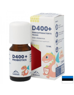 Витамин D3 400 IU + пробиотици Имунитет и храносмилателна система Капки за деца и възрастни, 7.5 ml