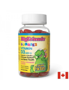 Витамин D3 Гъми за Деца Big Friends, 600 IU 60 желирани таблетки, с вкус на ягода