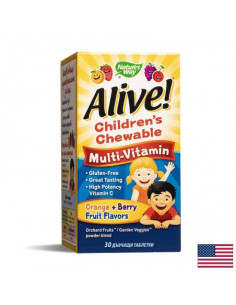 Мултивитамини за деца Алайв Alive! Childrens Chewable Multi-Vitamin 30 дъвчащи таблетки