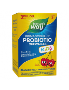 Пробиотик Примадофилус Кидс За деца (2-12 г.) 3 млрд. активни пробиотици, 30 дъвчащи таблетки с вкус на череша 2