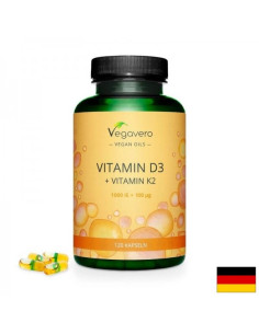 Vitamin D3 + K2 Витамин D3 1000 IU + К2 100 µg 120 капсули, 100- Vegan