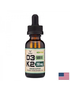 Грижа за костите Витамин D3 5000 IU + K2 200 µg капки, 29.6 ml