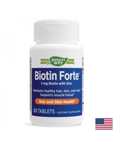 За сияйна кожа, здрава коса и твърди нокти Биотин форте с цинк 60 таблетки