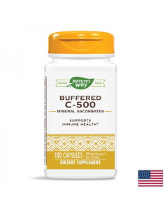 Витамин С (буфериран) С висока абсорбция, нежен към стомаха 500 mg, 100 капсули за тримесечен прием