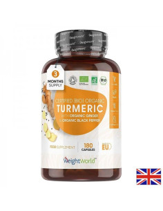 Грижа за костите, ставите и сърцето Куркума + Джинджифил и Черен пипер Био (Turmeric) 180 капсули